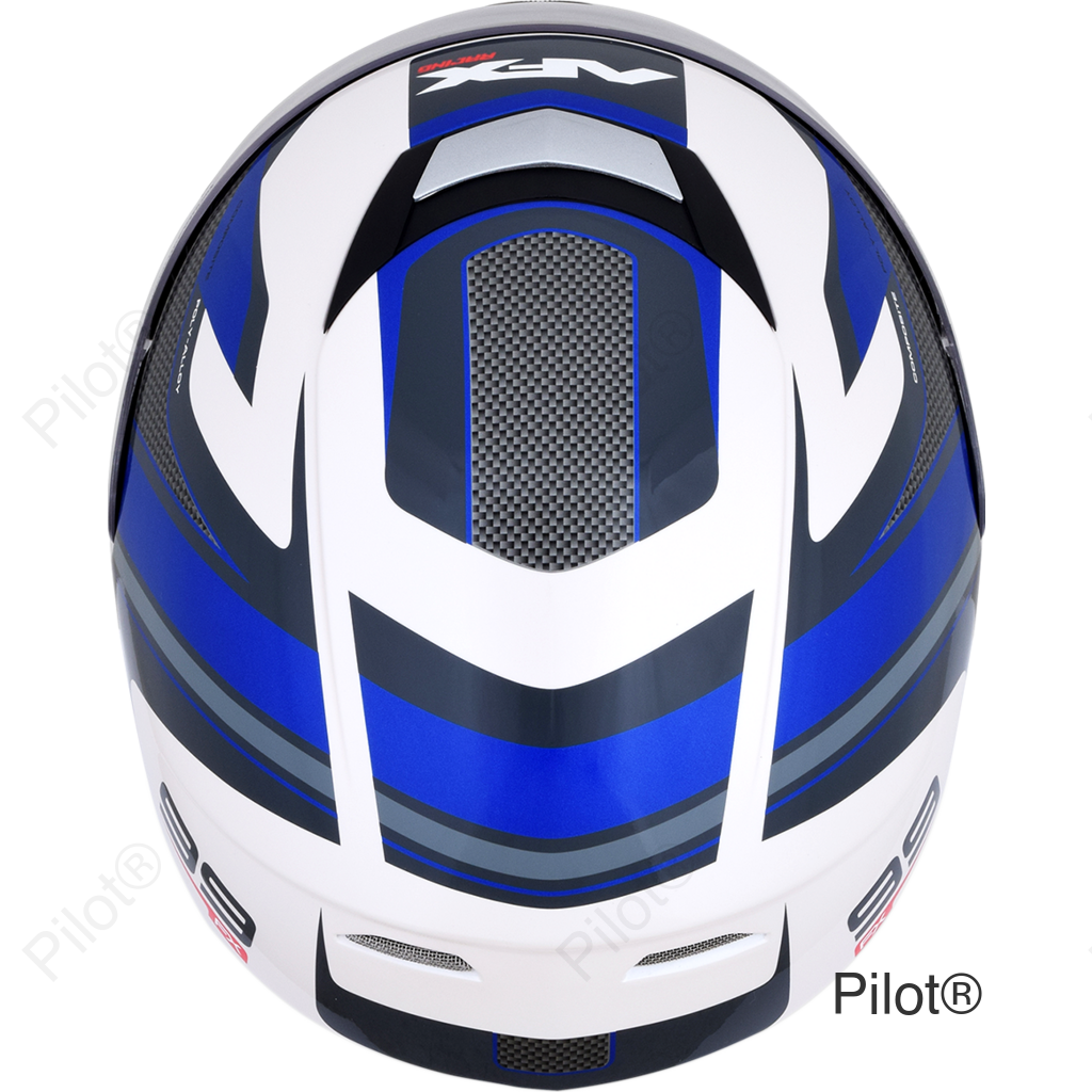 FX-99 Helmet - Recurve - Pearl White/Blue - Small