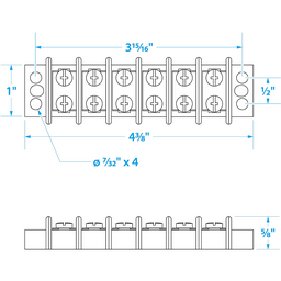 Seachoice Terminal Block, 6-Gang, Nickel Plated Brass Terminals thumbnail-3