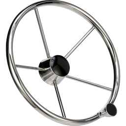 Seachoice 5-Spoke Destroyer Steering Wheel w/ Turning Knob, Stainless Steel, Black Center Cap thumbnail-5