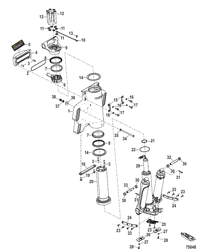 Power Trim/Transom Assembly Counter Rotation - Serial Range Outboard ...