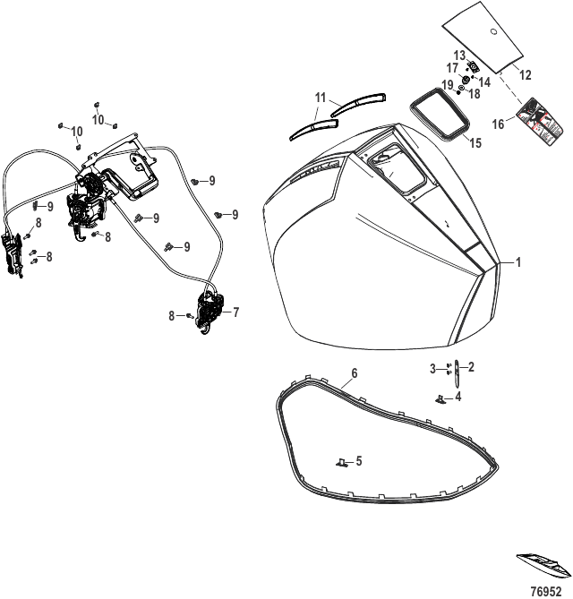 Serial Range Outboard 175 (4-STROKE) (3.4L) (V6) - 2B529482 & Up - Top Cowl