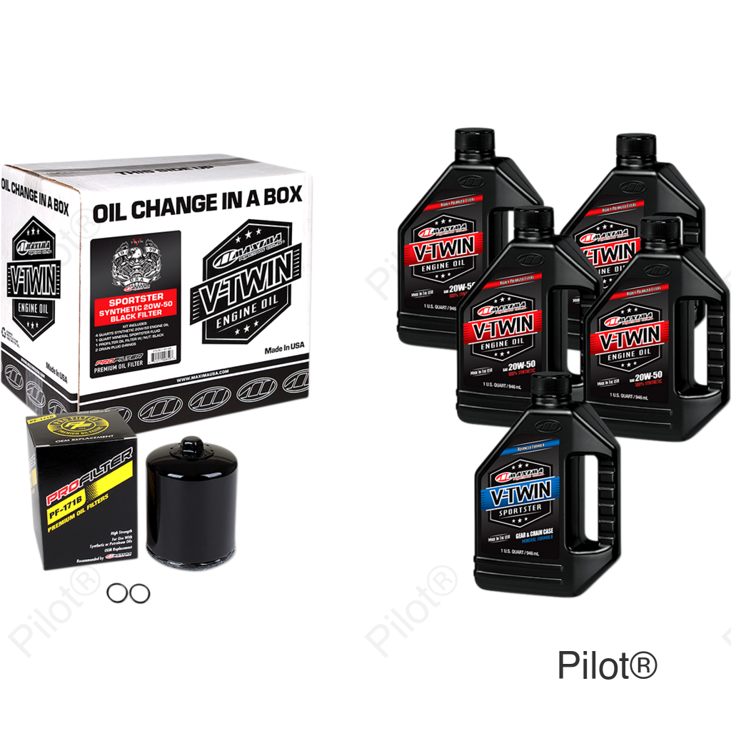 Sportster Synthetic 20W-50 Oil Change Kit - Black Filter