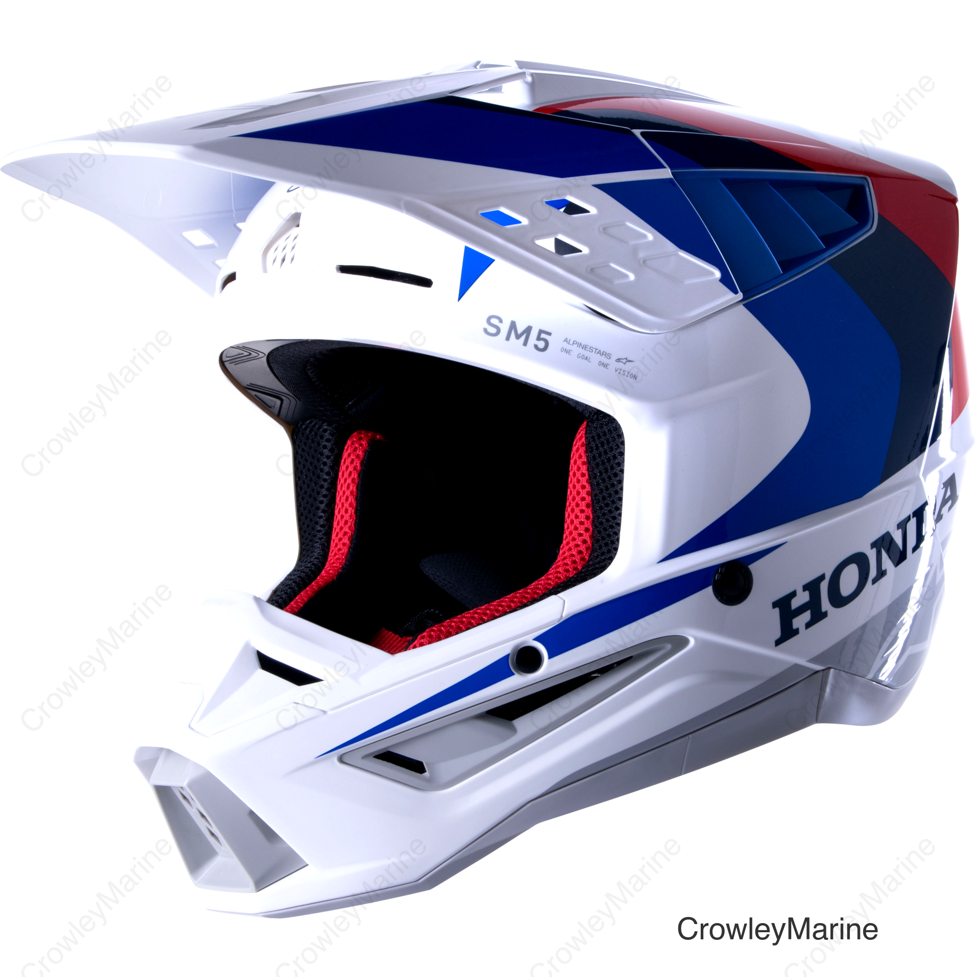 HONDA S-M5 HELMET WHITE/BLUE/RED GLOSSY MD