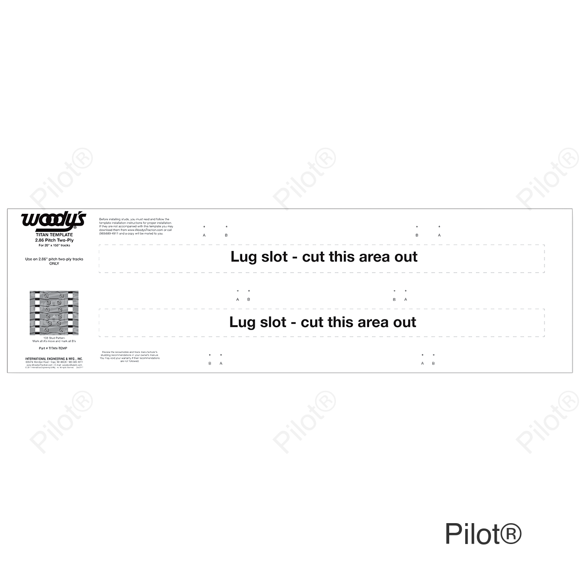 Studding Template - Track - 155" - 2.86" Pitch