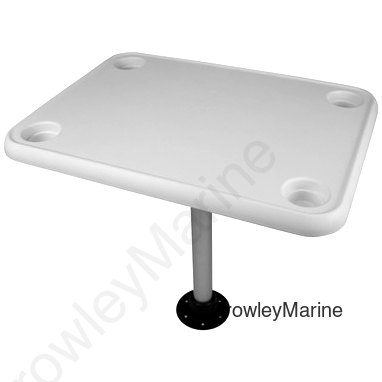 White Rectangular Table - 4 Drink Holders  w/ Pedestal (8WD944)