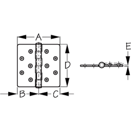 BUTT Hinge 6X6 Center PIN W/BRNGS (205238)