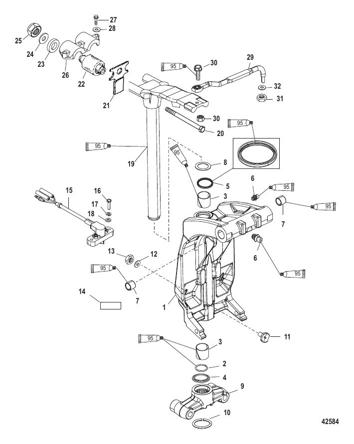 Serial Range Outboard 3.0L DSI (Diesel Spark Ignition) - 1E052967 & Up - Swivel Bracket