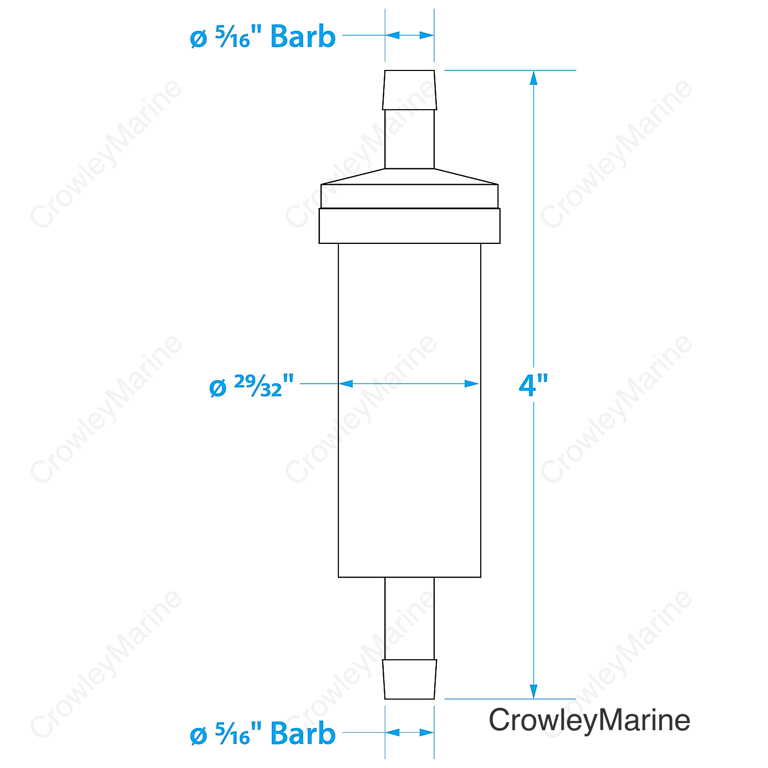 Seachoice in-Line Fuel Filter, 5/16 in., Plastic, Outboard, 20 Micron