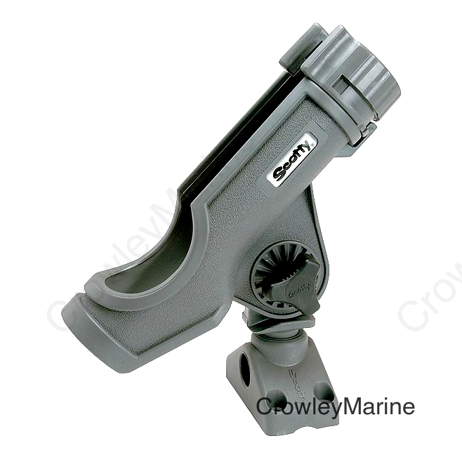 Scotty 230GR Powerlock Rod Holder w/#241 Side/Deck Mount, Gray
