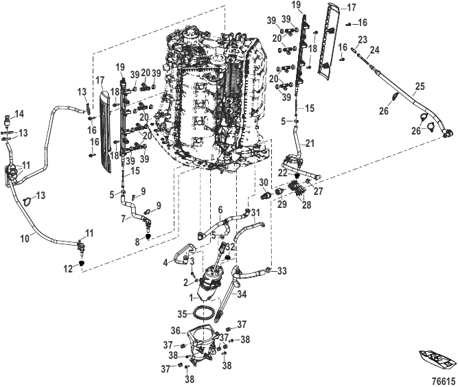 Serial Range Outboard 500R Racing (4-STROKE)(4.6L)(V8) - 1E099432 & Up - Fuel System