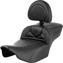 Roadsofa™ Extended Reach Seat - with Backrest - Tuck-n-Roll - Carbon Fiber - FLTR/FLHX '23-'24