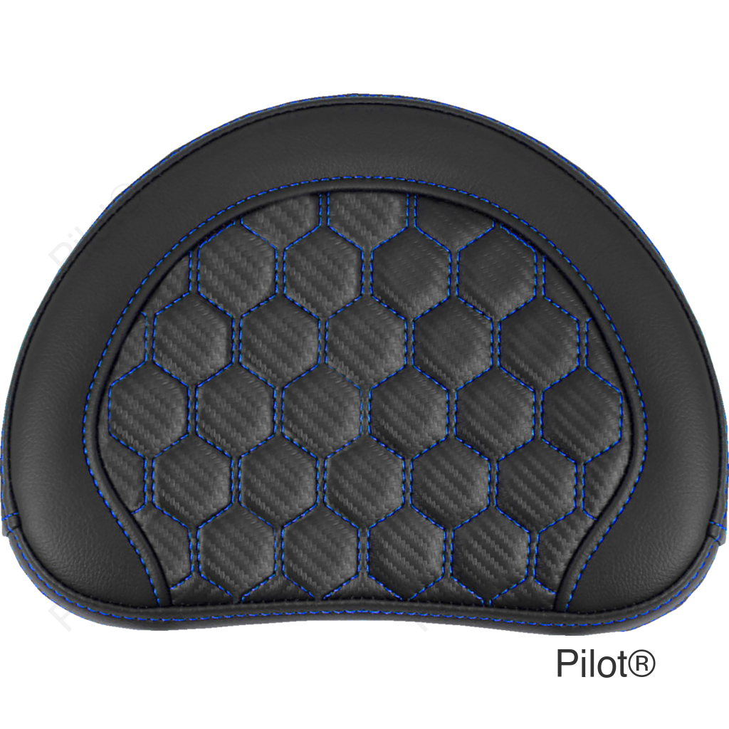 RoadSofa™ Sissy Bar Pad - Honeycomb - Blue Stitching