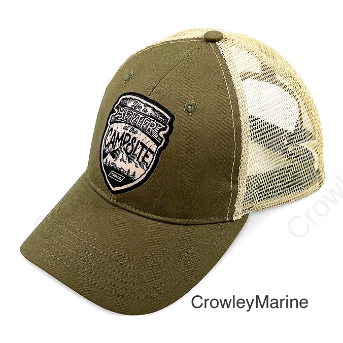 Camco 53360 Trucker Hat, "Life Is Better At The Campsite", Olive