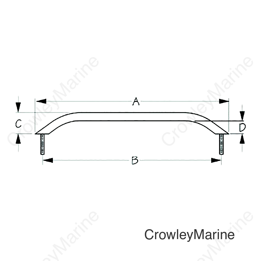 Sea-Dog 2546191 Stud Mount Handrail, Tube: 3/4", A: 24", B: 22-1/2", C: 2", D:1-1/4" Fastener: 5/16"-18 Nut, Weight:.80 , Black Matte