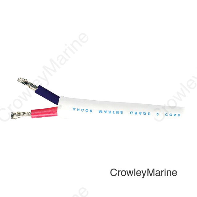 Ancor Marine Grade 121510 Tinned Duplex Cable Red and Black w/White Jacket, 14/2 100'