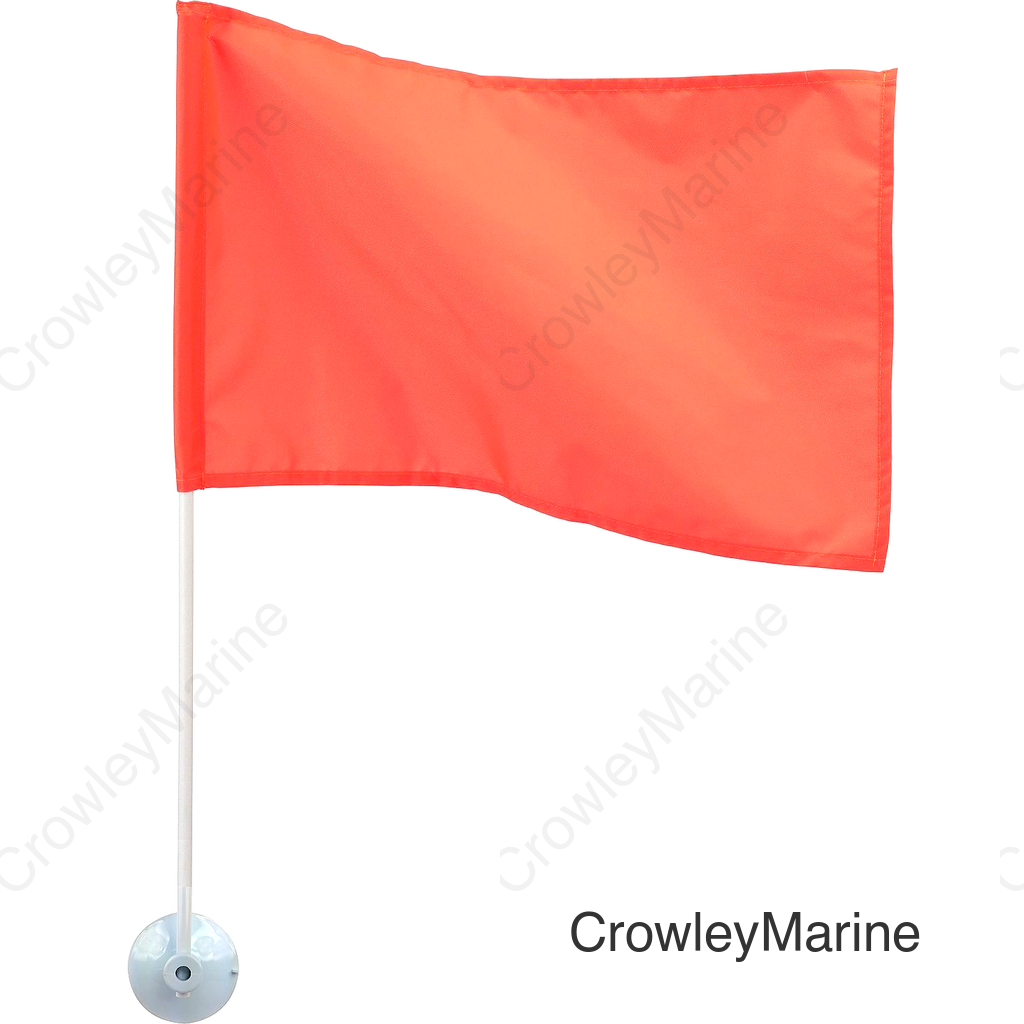 Seachoice Heavy-Duty Marine-Grade Nylon Orange Ski Flag w/ 24-in. Pole, 12 in. X 18 in.