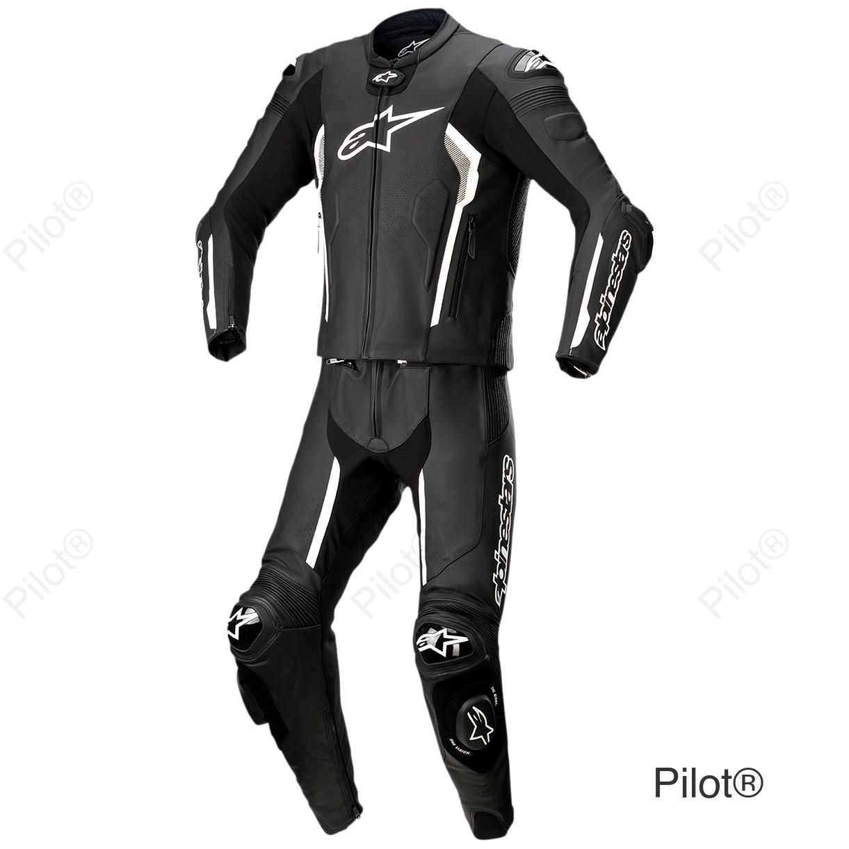 Missile v2 2-Piece Leather Suit - Black/White - US 40 / EU 50