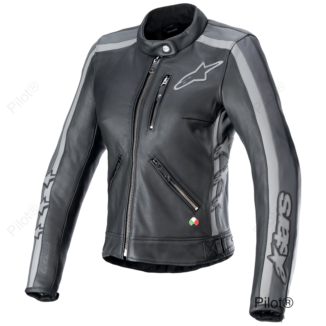 Stella Dyno Leather Jacket - Black Tar Gray/Dark Gray - XL