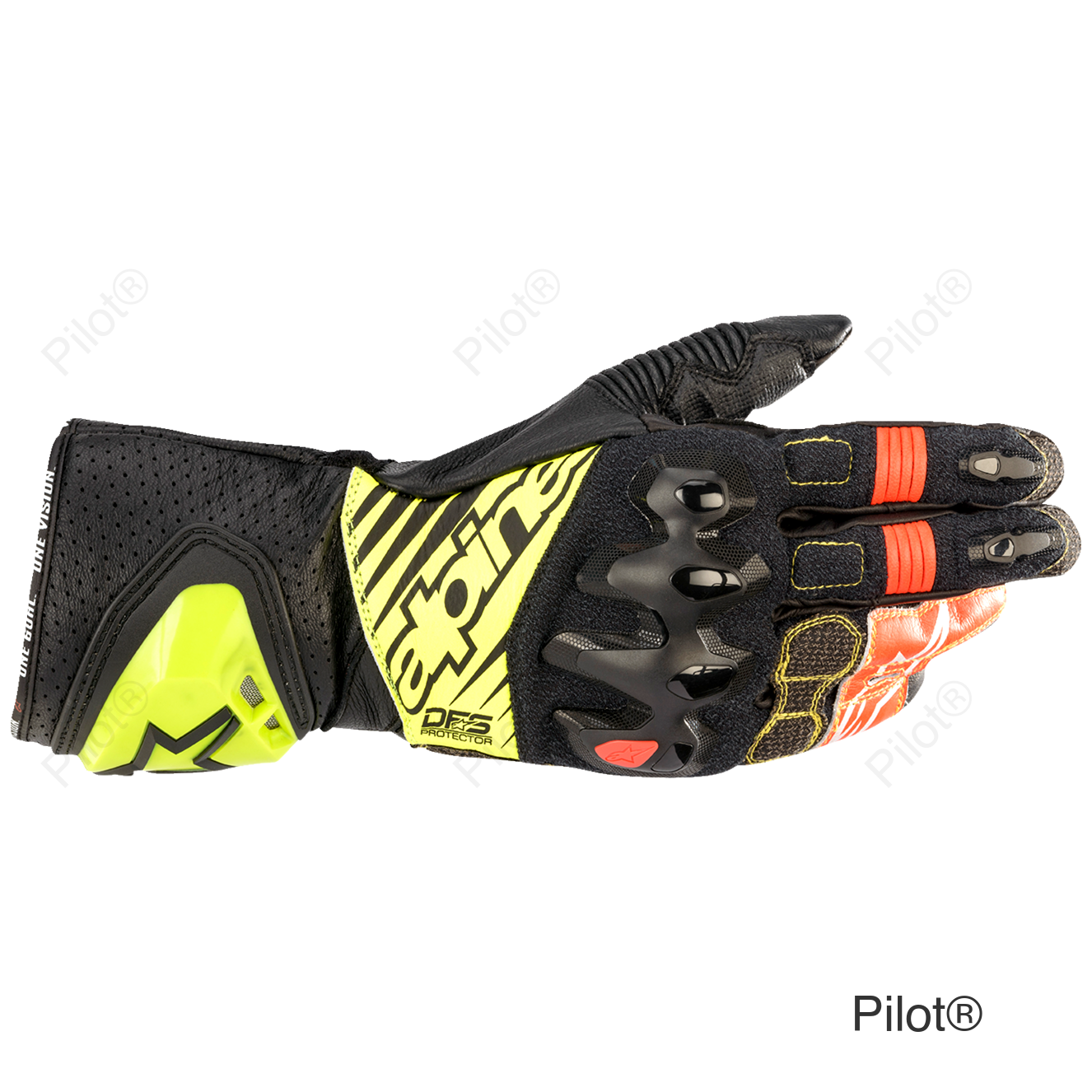 GP Tech V2 S Gloves - Black/Fluo Yellow/White/Fluo Red - 2XL