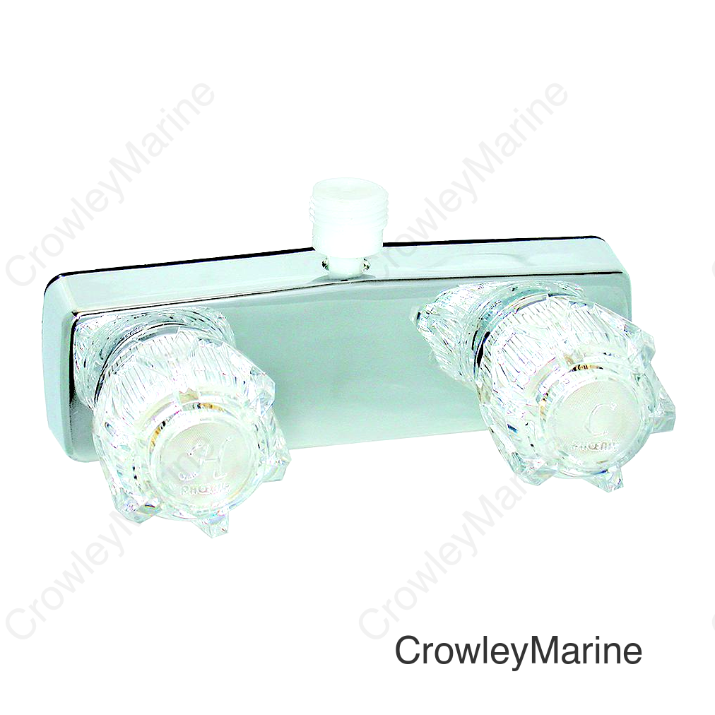 Valterra Phoenix PF213350 DuraPro Chrome Finish Two Handle 4" RV Shower Valve Faucet with Clear Acrylic Knobs