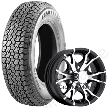 ST205/75R14"; 5-Hole Black Machined, Load Range C