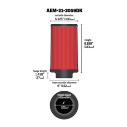 AEM 4 in x 9 in Dryflow Element Filter thumbnail-2