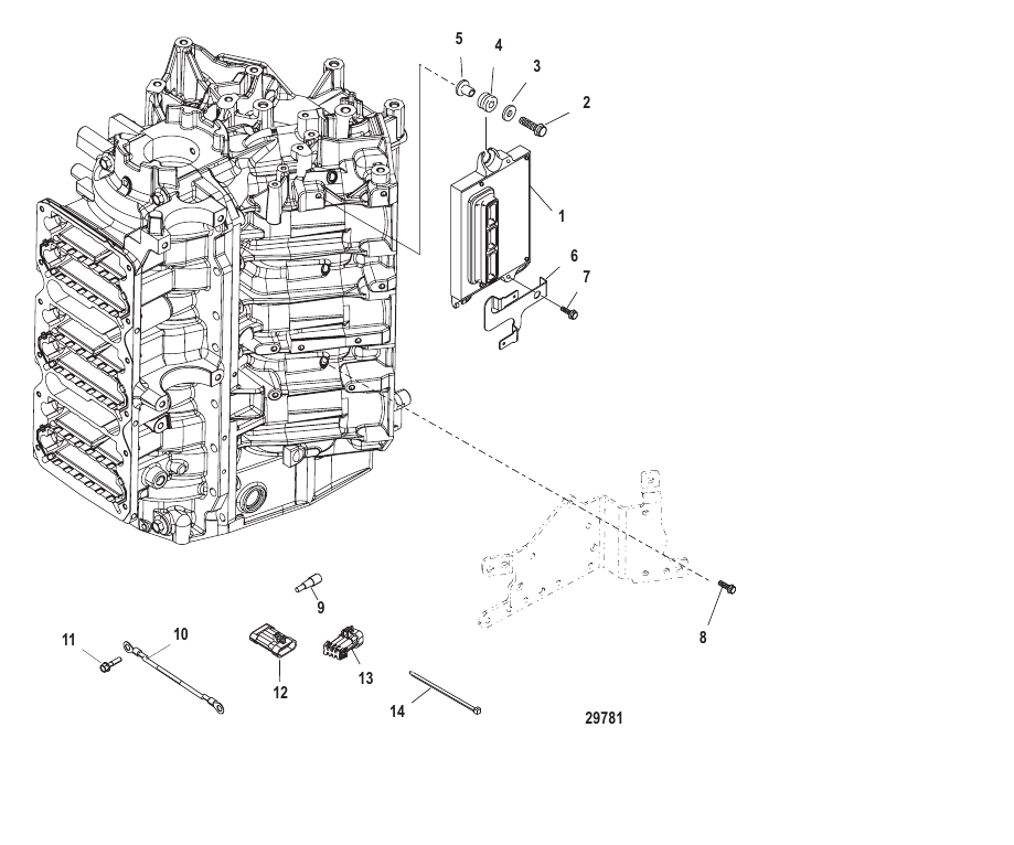 Serial Range Outboard 3.0L DSI (Diesel Spark Ignition) - 1E052967 & Up - PCM Mounting