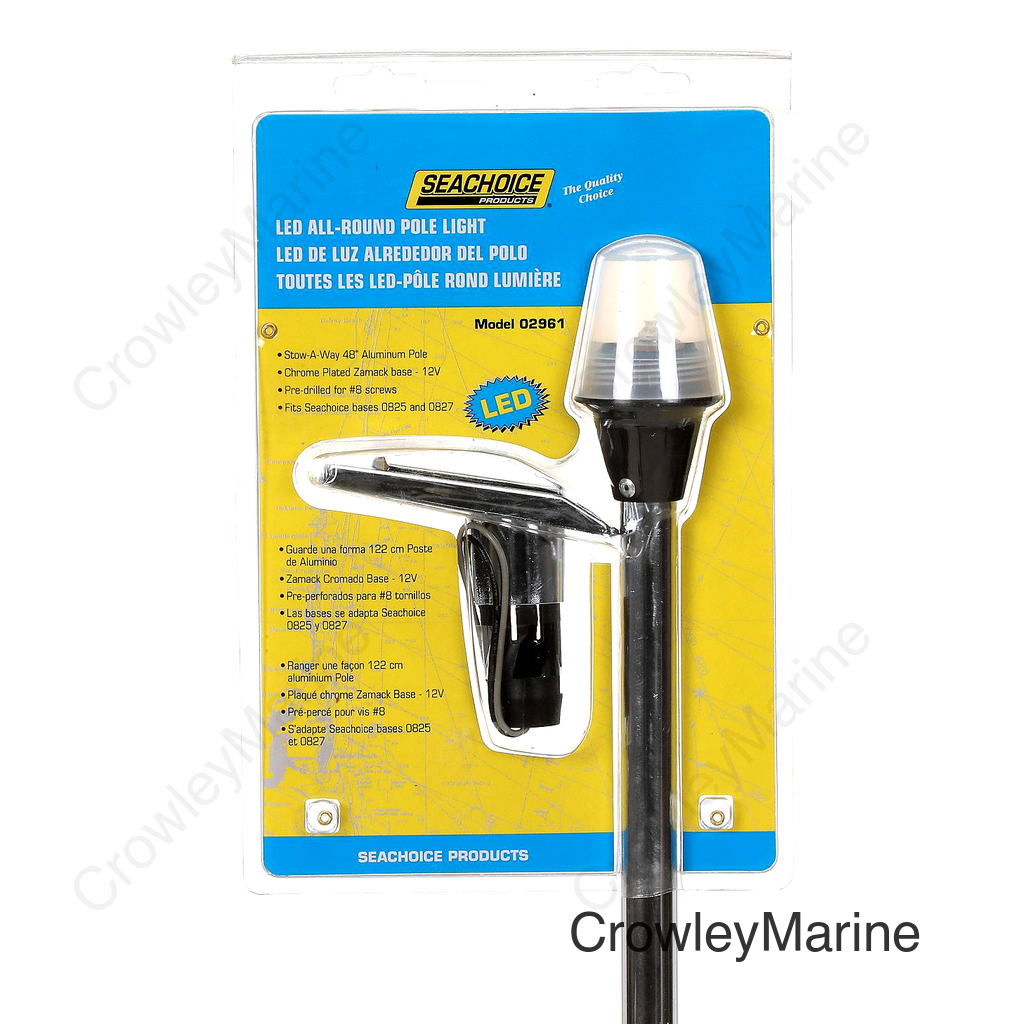 Seachoice LED All-Round Light for Boating, Stow-A-Way Aluminum Light, 48 In.