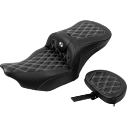 RoadSofa™ Seat - with Backrest - Carbon Fiber - Lattice Stitch - White Stitch - FLTR/FLHX '23-'24 thumbnail-1