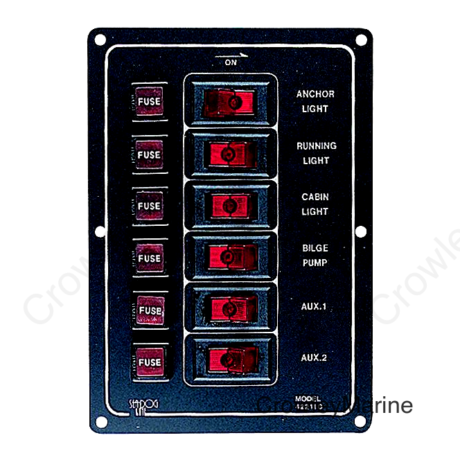 6 Switch Illiminated Switch Panel, Vertical