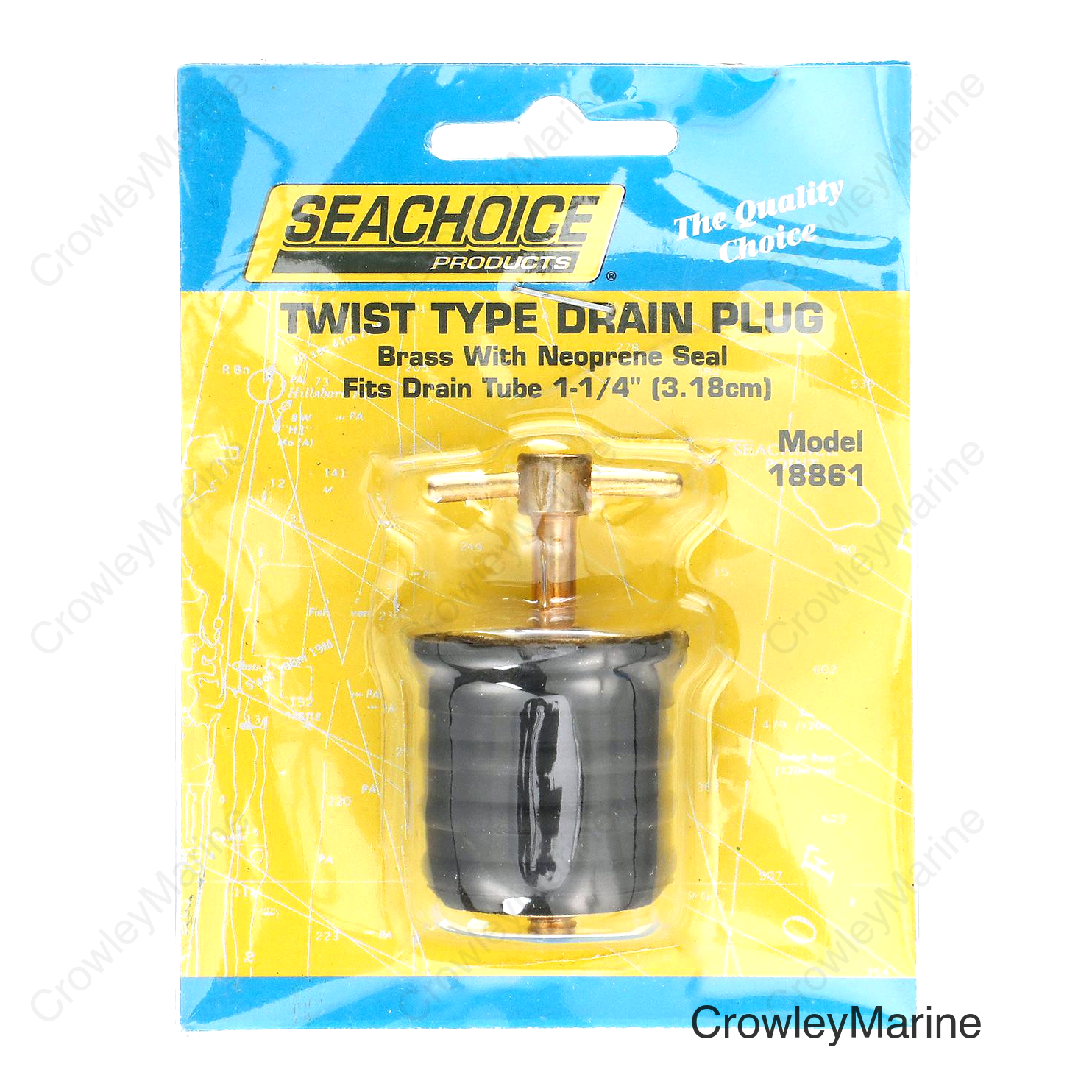 Seachoice Twist-Turn 1.25 In. Marine Boat Brass Drain Plug w/ Neoprene Seal