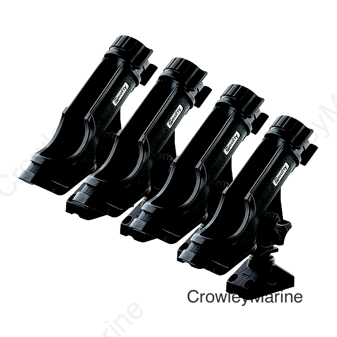 Scotty 230BKQUAD Powerlock Rod Holder w/#241 Side/Deck Mount, Black, 4 pack