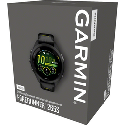 Garmin Forerunner 265S GPS Smartwatch - 42mm Black Bezel and Case Black/Amp Yellow Silicone Band