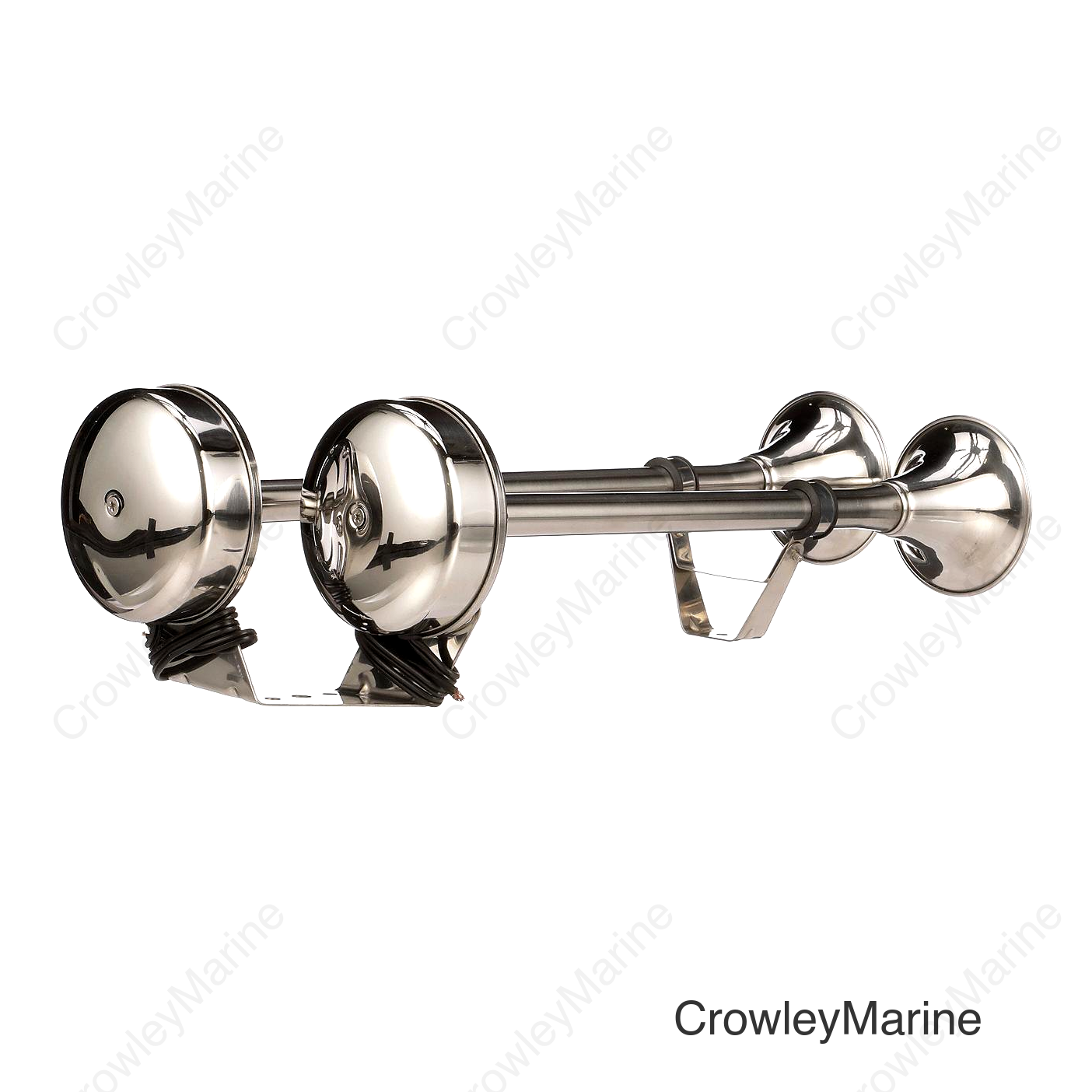 Seachoice Stainless Steel Dual Trumpet Horn, Vibration-Free Mounting Pad, 20-3/4 in. Long, 12V
