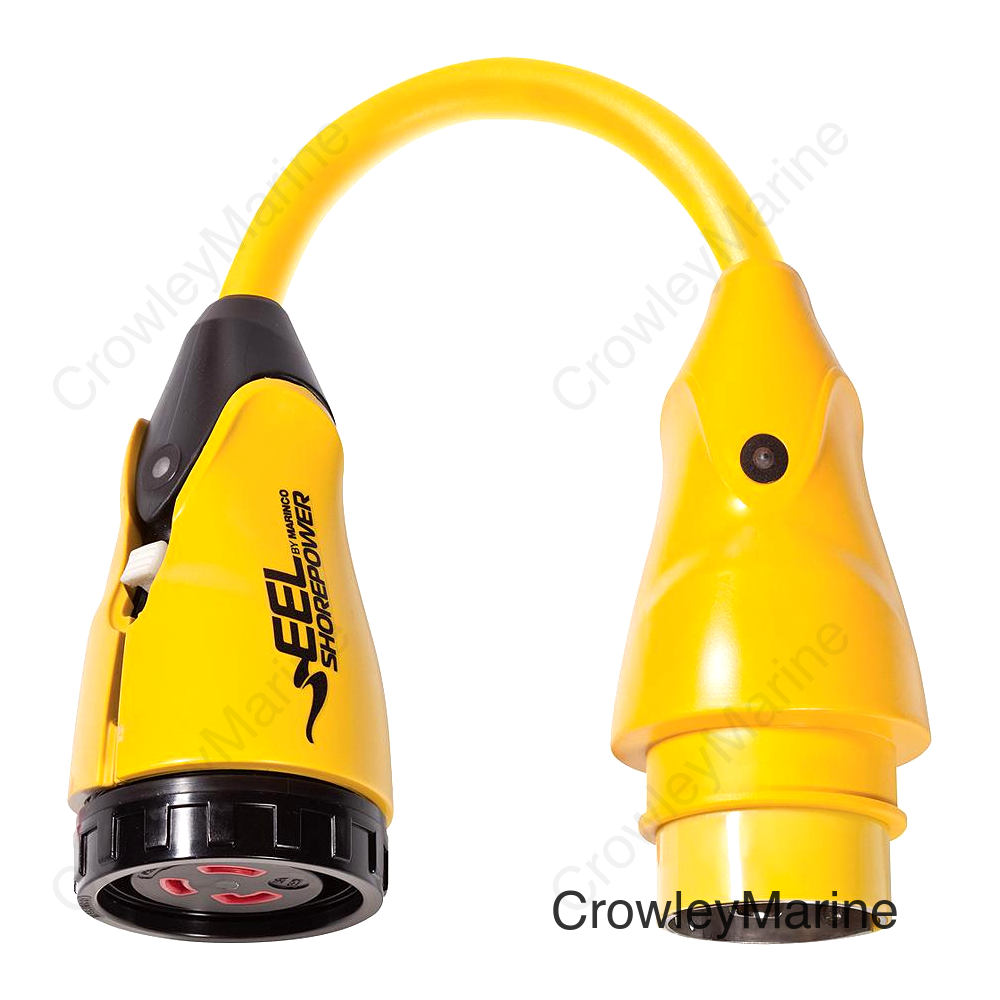 Marinco P504-30 EEL Pigtail Adapter Dock Side Male 50A 125/250V Locking to Boat Side Female 30A 125V Locking With Sealing Collar System