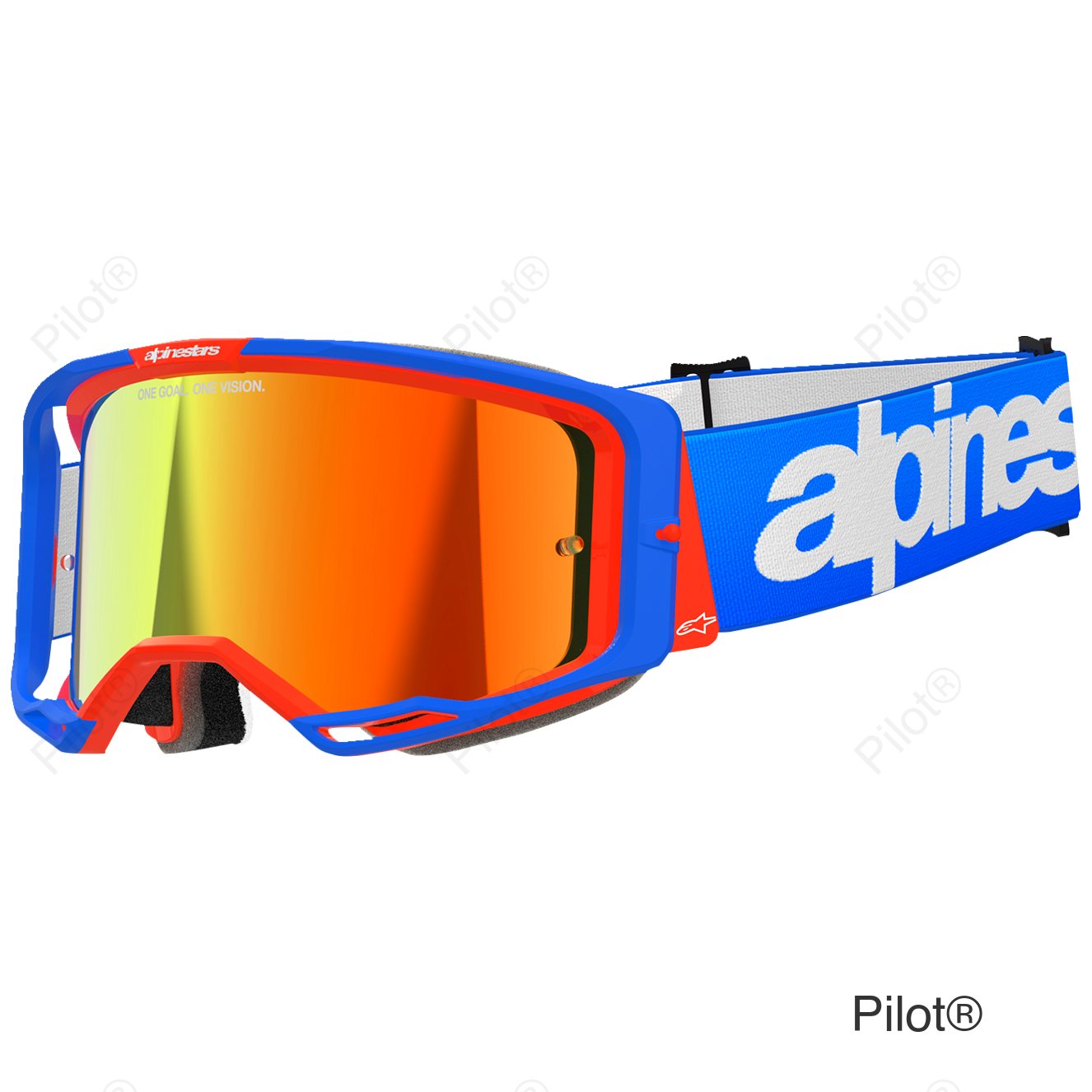 Vision 8 Goggle - Wordmark - Blue/Orange - Red Mirror