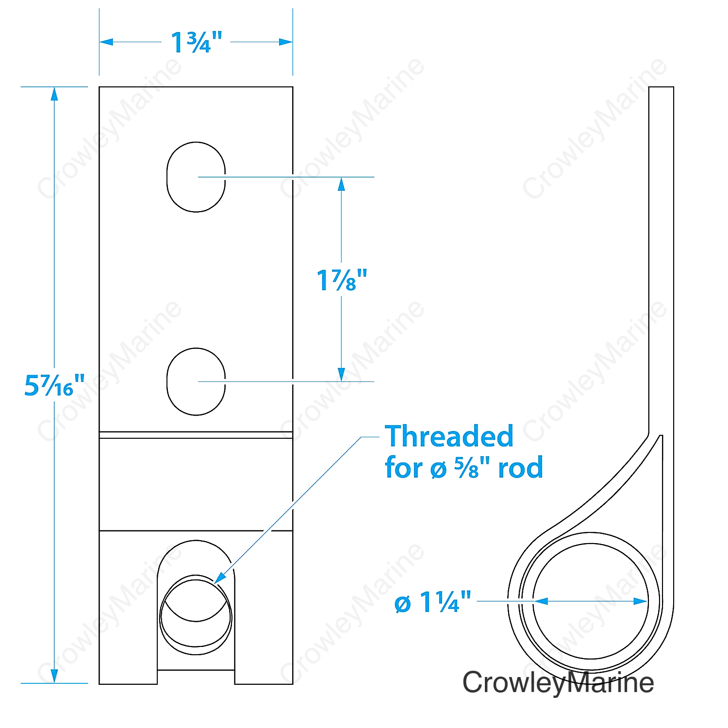 Seachoice 304 Stainless Steel Lifting Adapter Plate, Accepts 5/8 in. Diameter Threaded Rod