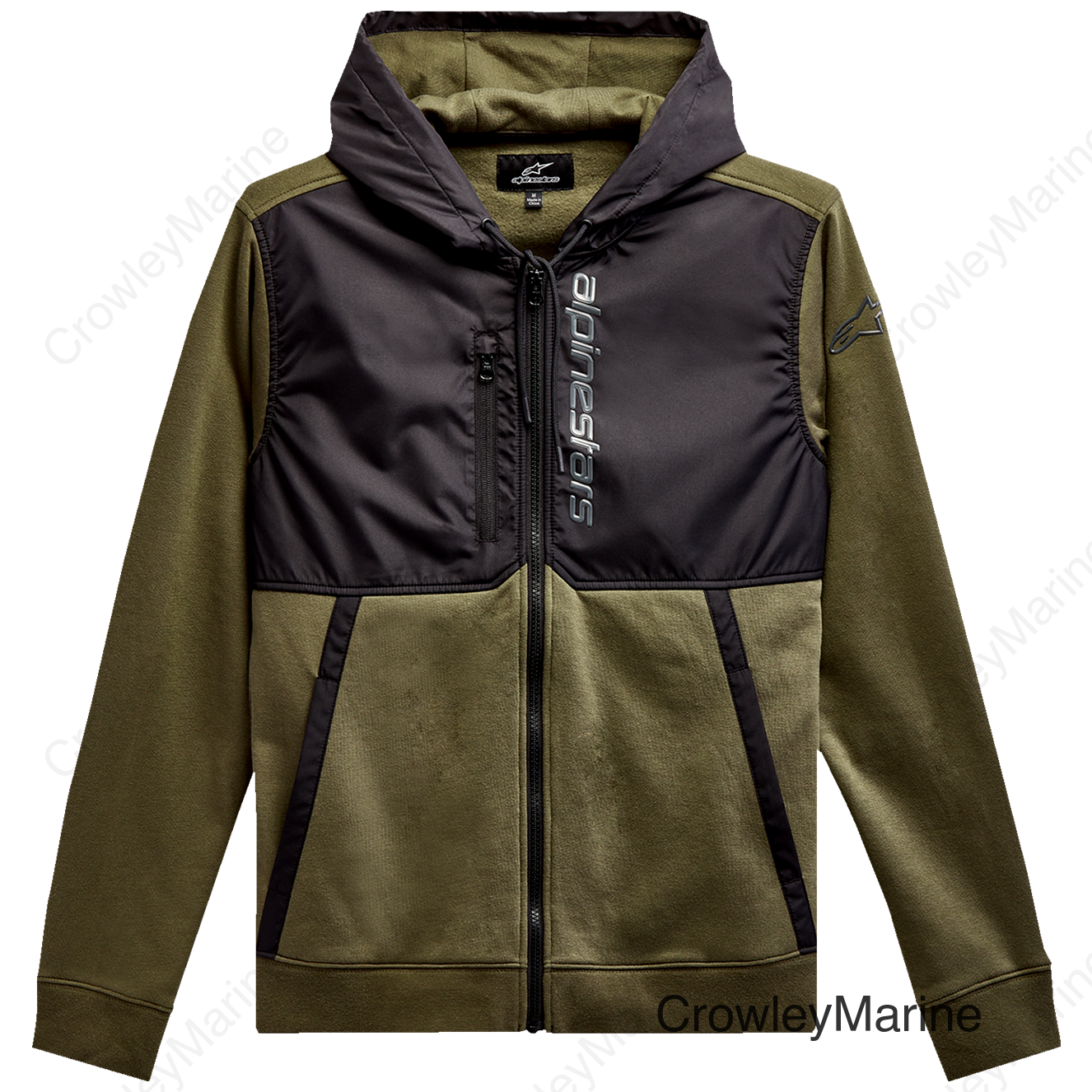 Aligned Zip Hoodie - Military/Black - Large