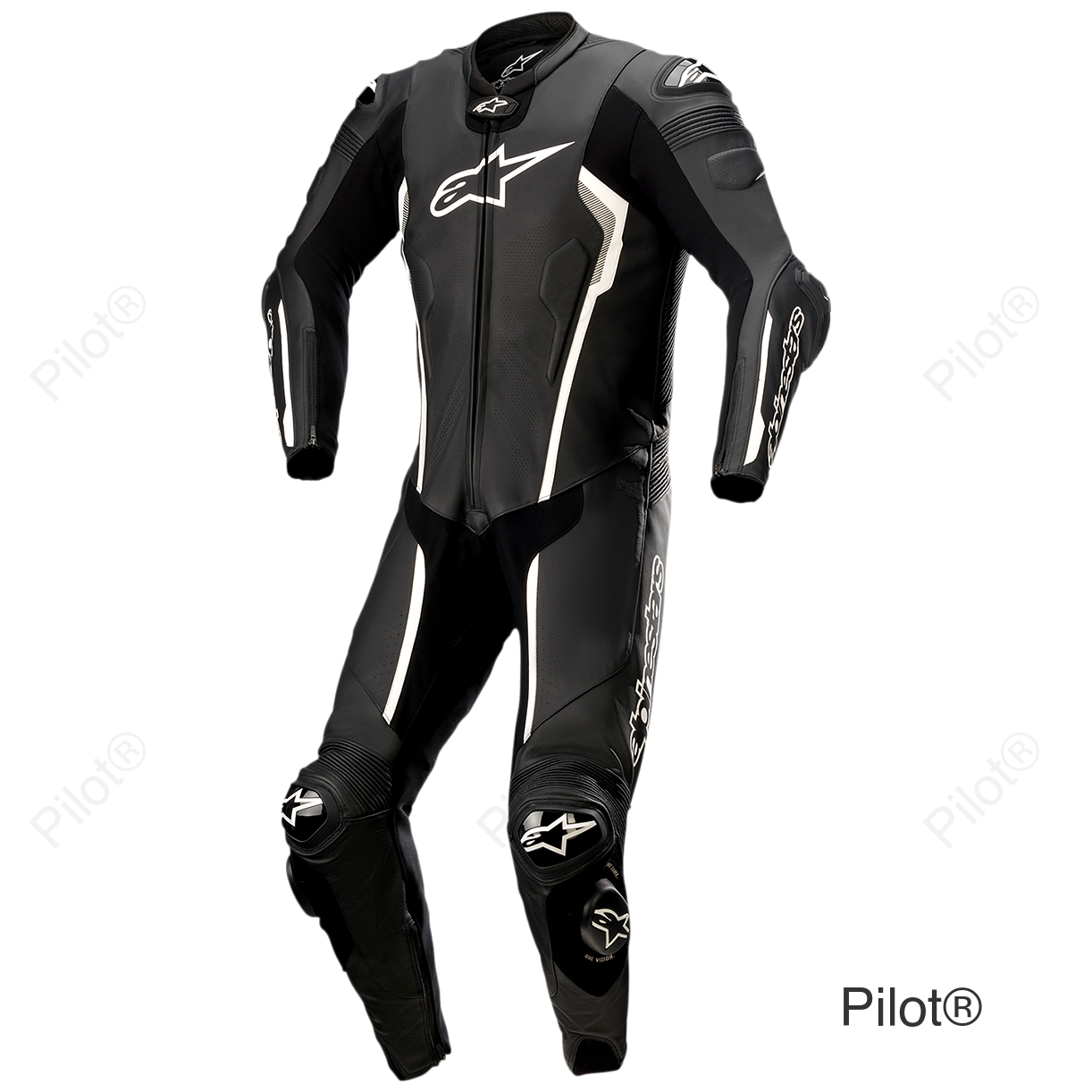 Missile v2 1-Piece Leather Suit - Black/White - US 40 / EU 50