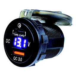Seadog 4265111 USB 3.0 & USB-C Power Socket with Voltmeter, A:1-7/16" B: 1-1/2" C:1-1/8",  Volts: 8-32 thumbnail-1