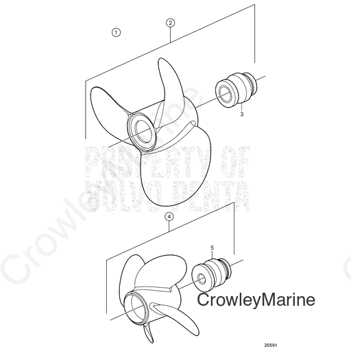 A10 FRONT Aluminium Three Blade Left Hand Rotation DUOPROP DIESEL (854783)