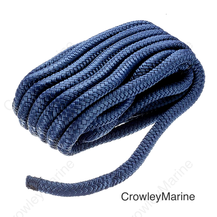 Seachoice Double-Braid Nylon Dock Line w/ Eye Splice, Pre-Shrunk, Heat Stabilized, 1/2 In. X 25 Ft., Navy Blue