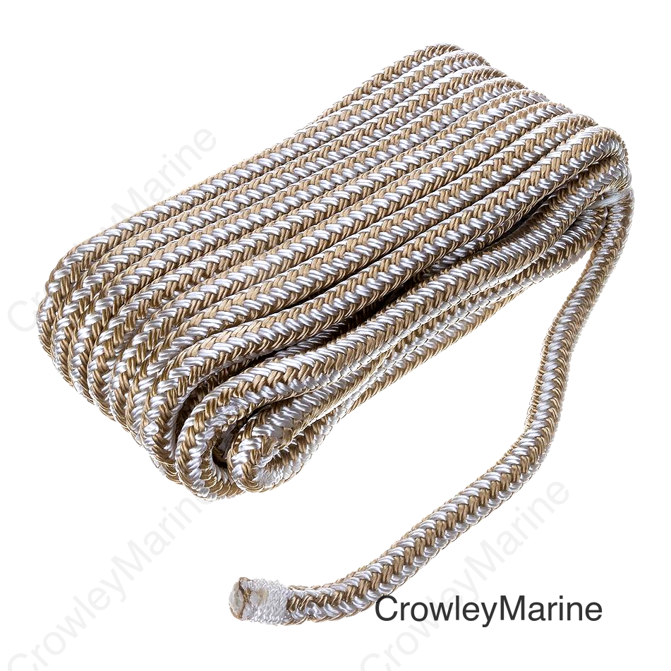 Seachoice Double-Braid Nylon Dock Line w/ Eye Splice, Pre-Shrunk, Heat Stabilized, 3/8 In. X 20 Ft., Gold White