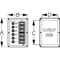 SeaDog 422800 Aluminum 6 Circuit Breaker Panel | 6-1/2" x 4-1/2" | Stamped Anodized Aluminum thumbnail-1
