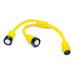 Marinco 152AY Standard "Y" Adapter Dock Side Male 50A 125V Locking to Boat Side Female 2-30A/125V Locking With Sealing Collar System thumbnail-1