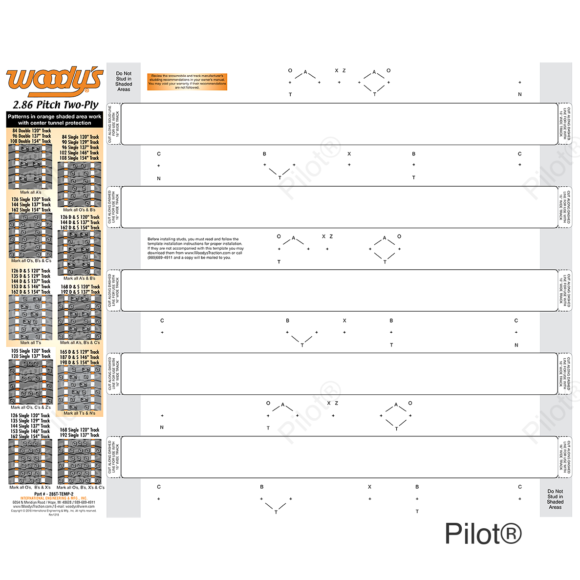 Studding Template - Track - 120"/129"/137"/146"/154" - 2.86" Pitch