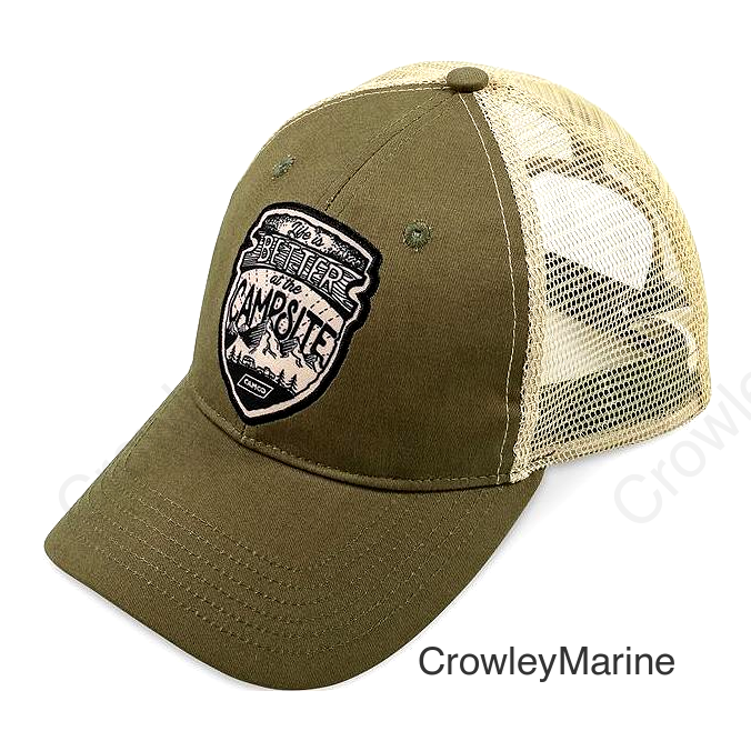 Camco 53360 Trucker Hat, "Life Is Better At The Campsite", Olive