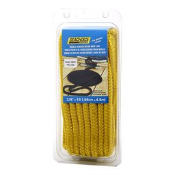 Seachoice Double-Braid Nylon Dock Line w/ Eye Splice, Pre-Shrunk, Heat Stabilized, 3/8 In. X 15 Ft., Yellow thumbnail-4