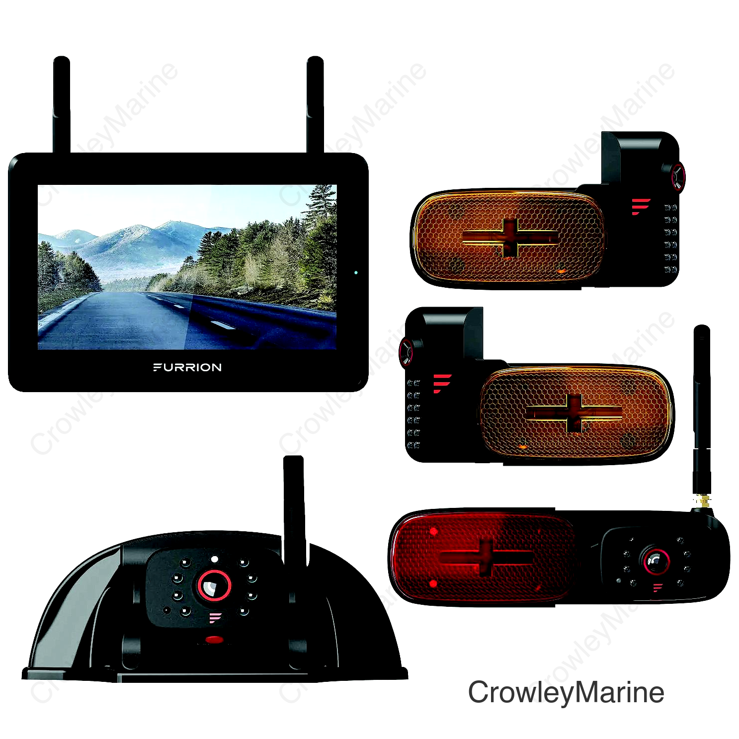 Furrion 2021124366 Vision S®+ RV Observation System - 7" Monitor, Side Cameras with LED Marker Lights, Sharkfin Camera, Rear Camera with LED Marker Light