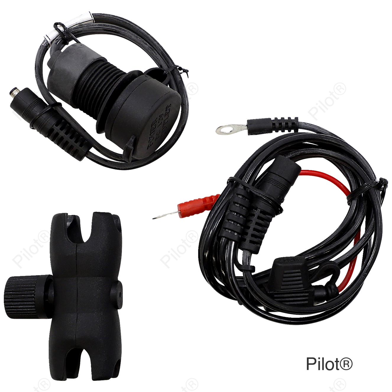 Dual USB Charger - 1" Ball Mount - Chrome